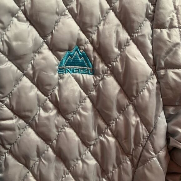 Girls L 14/16 Quilted Jacket Gray & Teal 100% Polyester Shell Nylon Lining Zip C - Picture 7 of 9